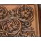 Close up of western sheridan style leather tooling
